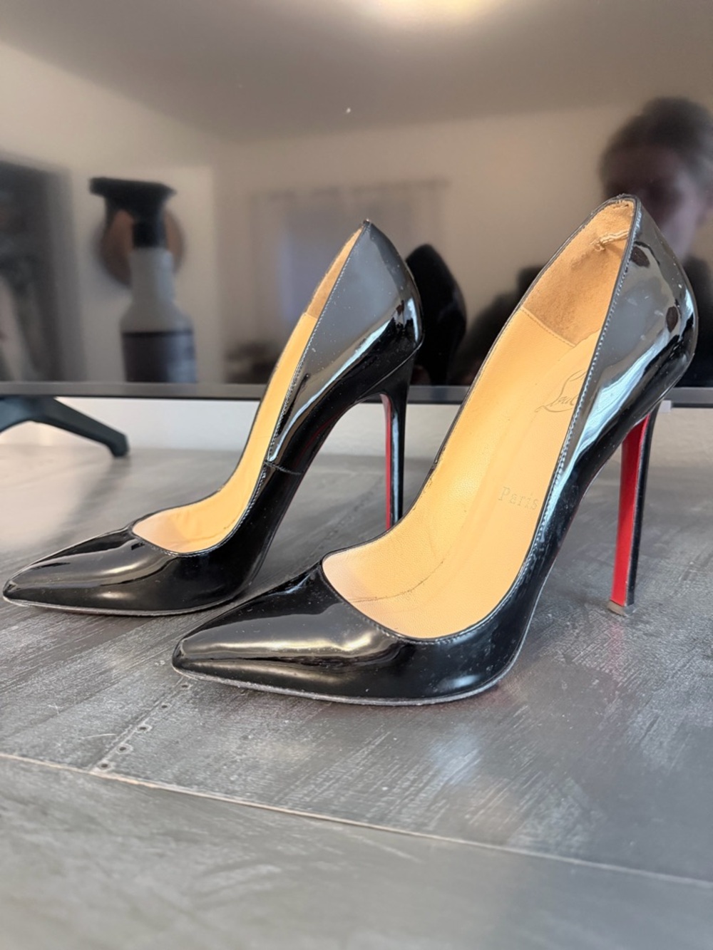 Christian Louboutin Pigalle 120 Black Patent Pumps 36.5